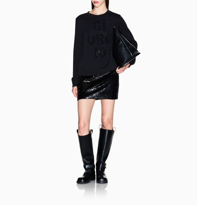 ARMANI EXCHANGE sudadera negra con logo en  swarovski - 2