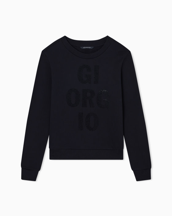 ARMANI EXCHANGE sudadera negra con logo en  swarovski - 3