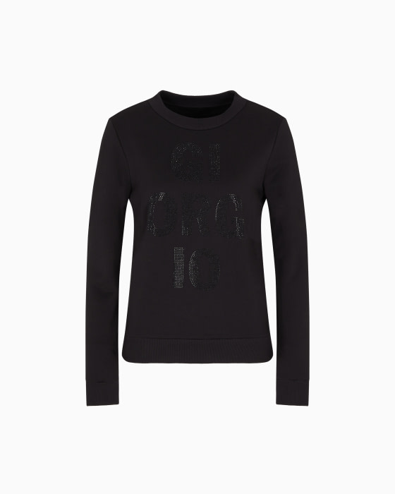 ARMANI EXCHANGE sudadera negra con logo en  swarovski - 5