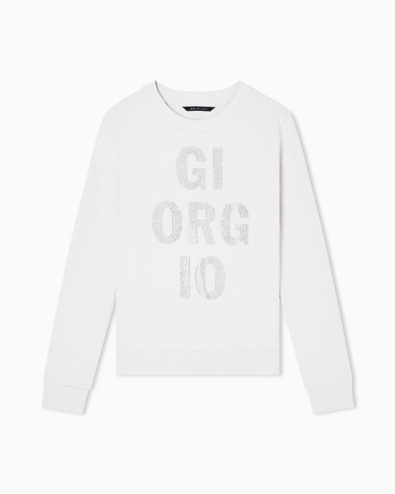 ARMANI EXCHANGE sudadera color hielo con logo en  swarovski - 3