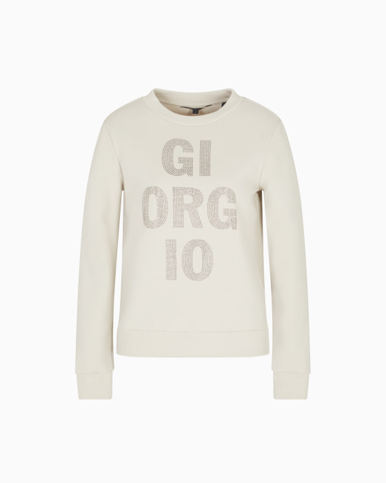 ARMANI EXCHANGE sudadera color hielo con logo en  swarovski - 5