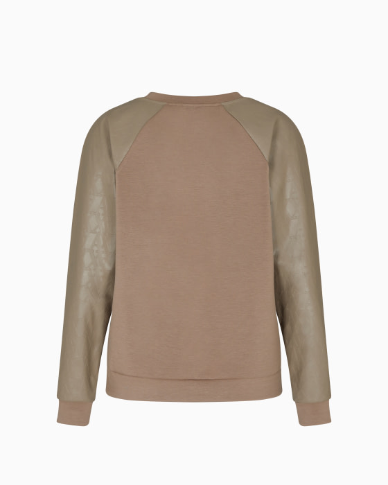 ARMANI EXCHANGE sudadera visón con logo en ecopiel en las mangas - 2