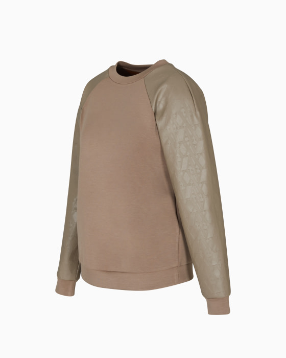ARMANI EXCHANGE sudadera visón con logo en ecopiel en las mangas - 3