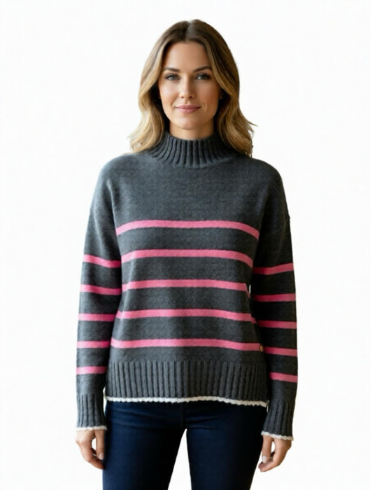 FRIEDA&FREDDIES jersey rayas gris y fucsia - 1