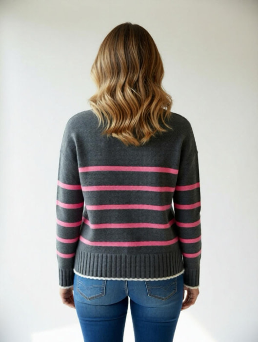 FRIEDA&FREDDIES jersey rayas gris y fucsia - 2