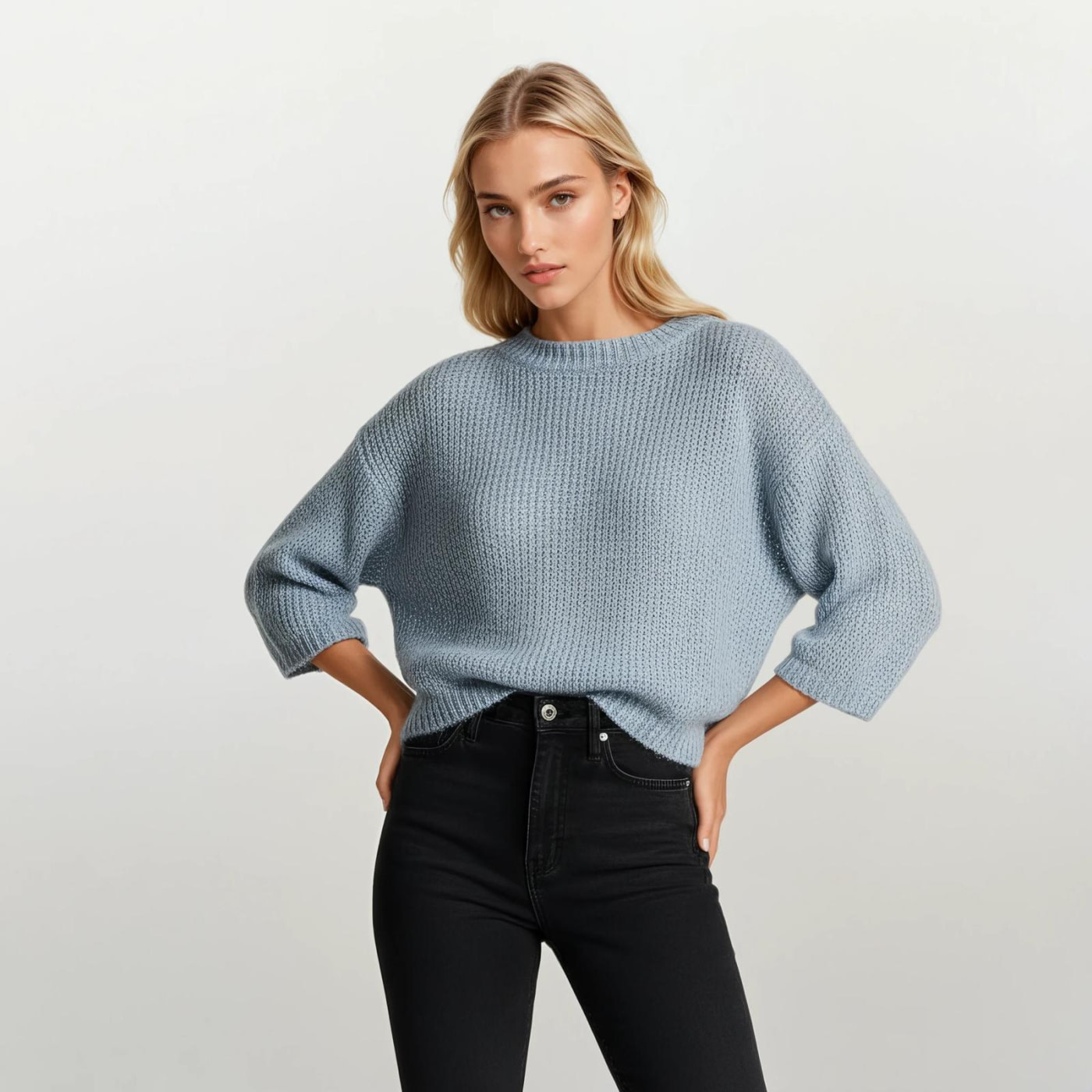 KOCCA jersey en mohair azul cielo