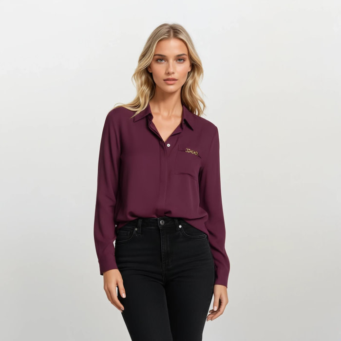 KOCCA camisa color vino con bolsillo con cadena - 4