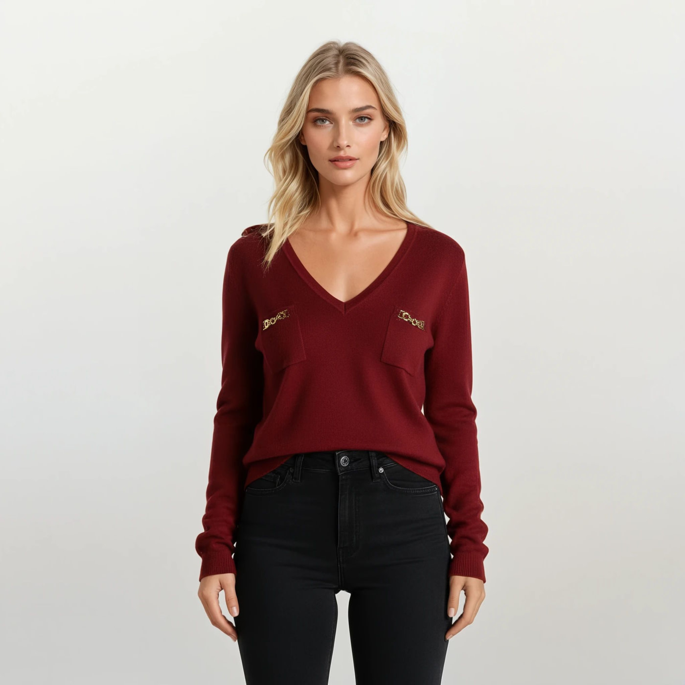 KOCCA jersey rojo con bolsillo con cadena