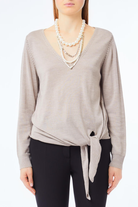 LIU·JO jersey con nudo y collar beige