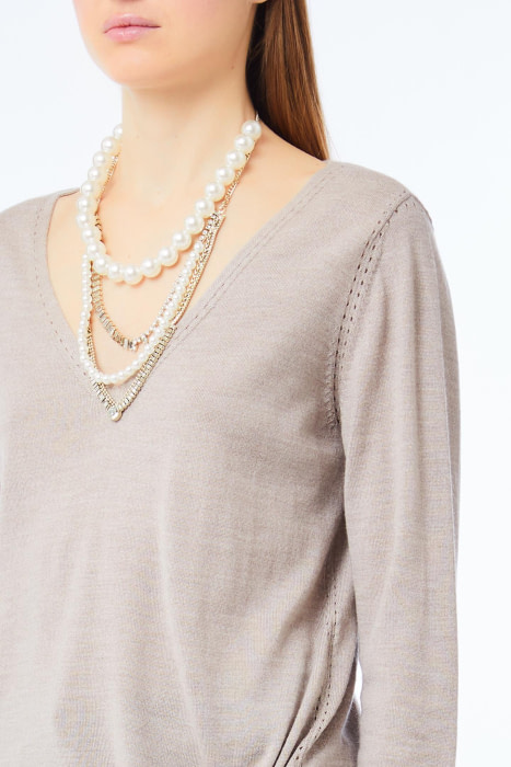 LIU·JO jersey con nudo y collar beige - 3