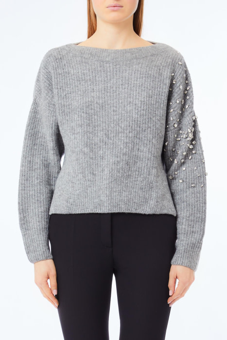 LIU·JO jersey gris con piedras en la manga