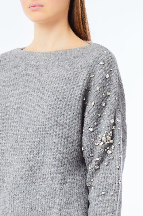 LIU·JO jersey gris con piedras en la manga - 3