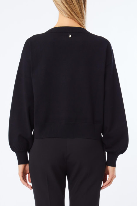 LIU·JO jersey negro con flores en paillet - 2