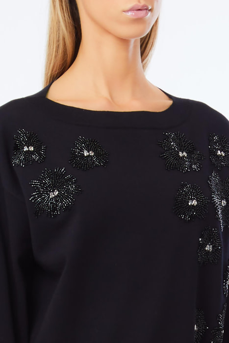 LIU·JO jersey negro con flores en paillet - 3