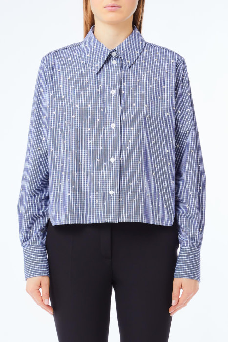 LIU·JO camisa en cuadros azul con piedras