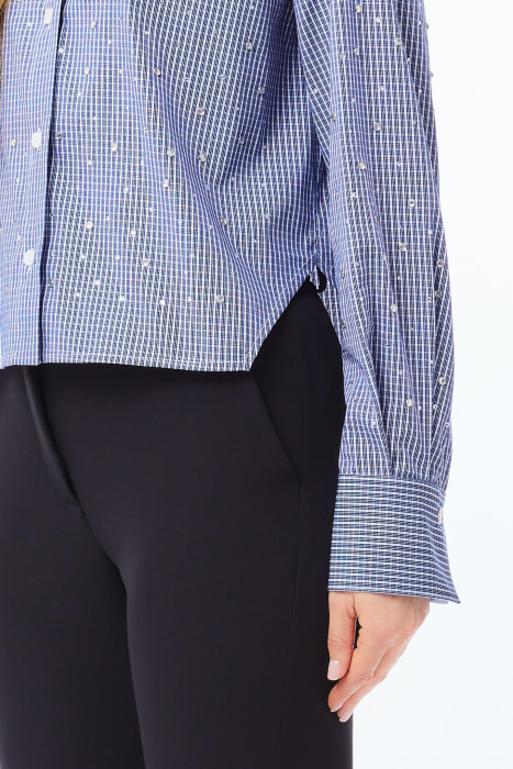 LIU·JO camisa en cuadros azul con piedras - 3