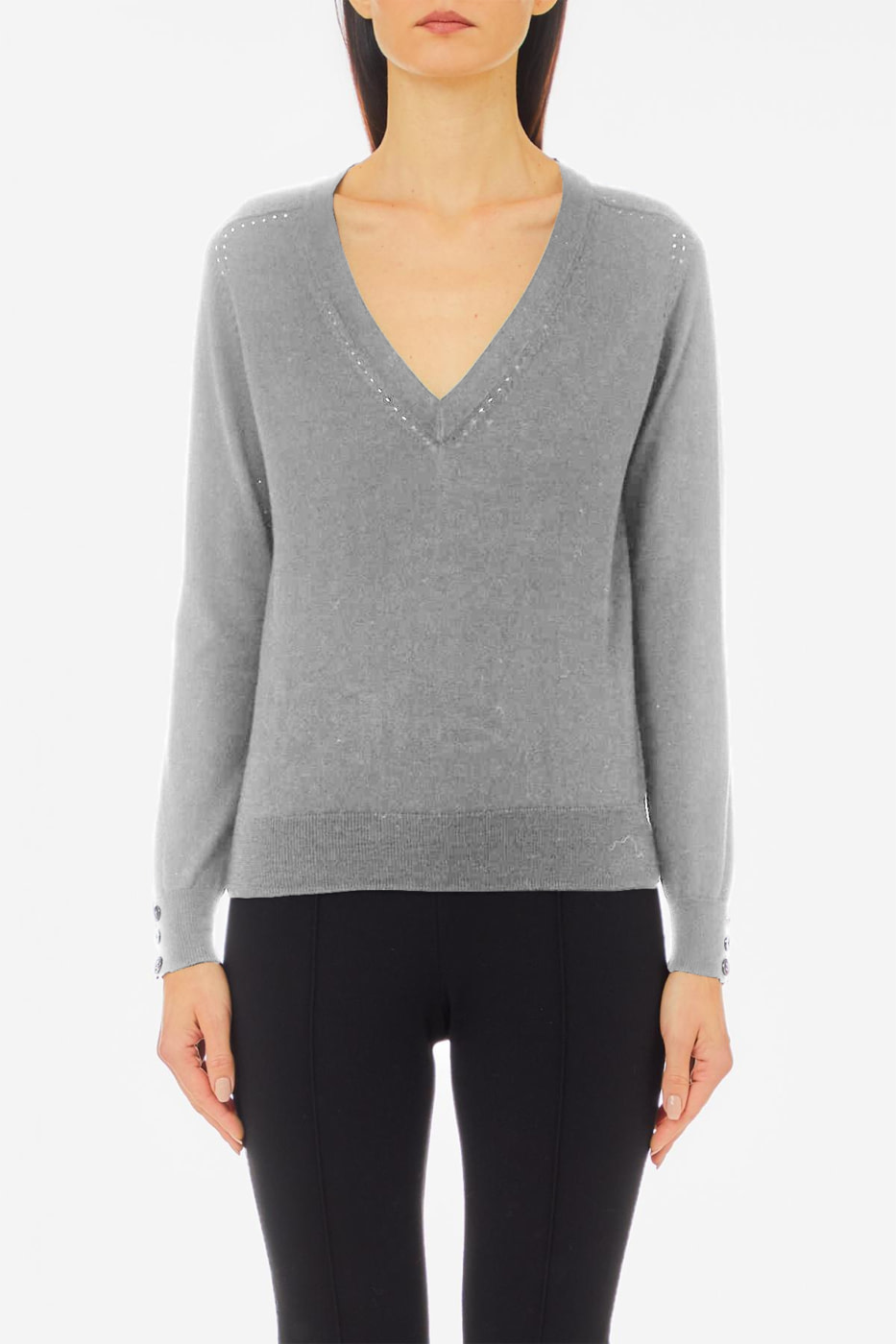 LIU·JO jersey con escote pico y collar gris