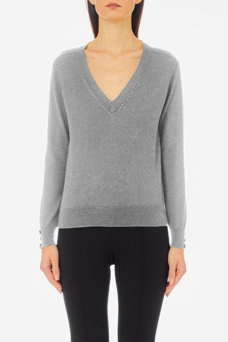 LIU·JO jersey con escote pico y collar gris