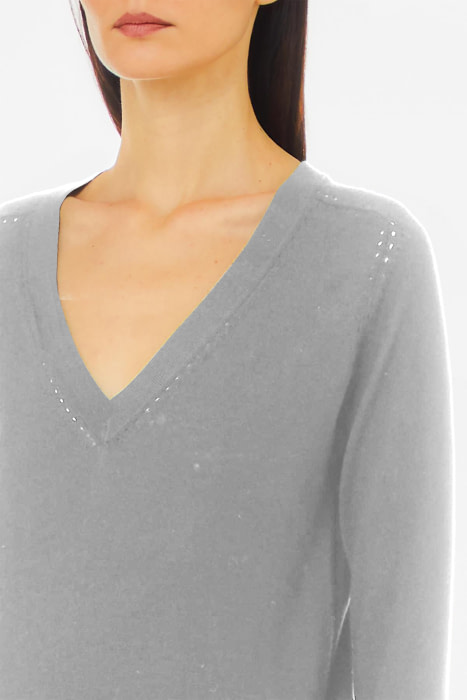 LIU·JO jersey con escote pico y collar gris - 3