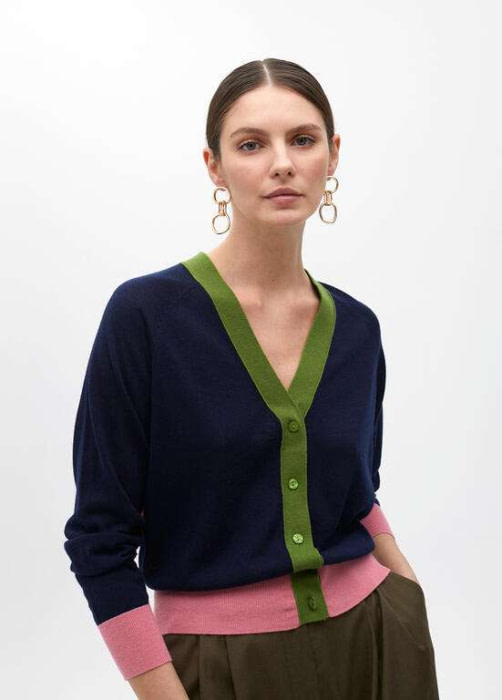 LOLA CASADEMUNT by Maite chaqueta azul tinta y rosa con vivos