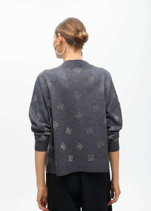 LOLA CASADEMUNT by Maite chaqueta gris con logo y aplicaciones con piedras - 4