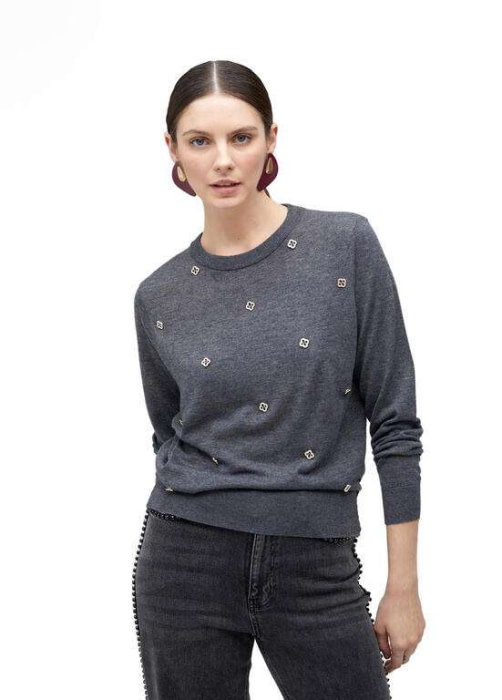 LOLA CASADEMUNT by Maite jersey gris con piedras