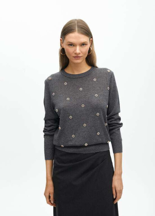 LOLA CASADEMUNT by Maite jersey gris con piedras - 2