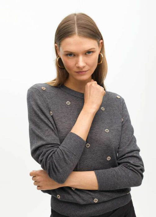 LOLA CASADEMUNT by Maite jersey gris con piedras - 4