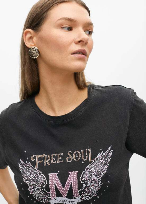 LOLA CASADEMUNT by Maite camiseta manga corta gris "FREE SOUL" - 2
