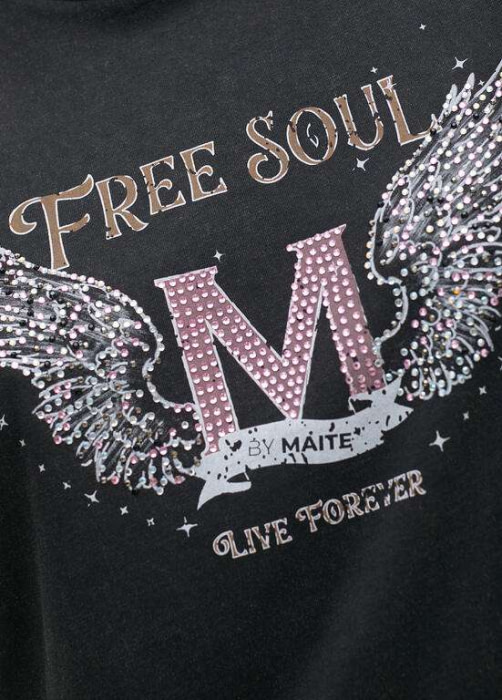 LOLA CASADEMUNT by Maite camiseta manga corta gris "FREE SOUL" - 3
