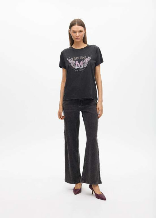 LOLA CASADEMUNT by Maite camiseta manga corta gris "FREE SOUL" - 5