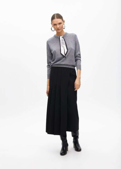 LOLA CASADEMUNT by Maite jersey gris con pañuelo en el escote - 5