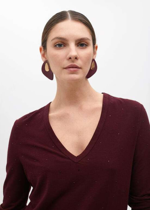 LOLA CASADEMUNT by Maite camiseta con paillet  burdeos - 3