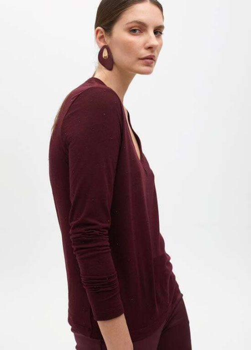 LOLA CASADEMUNT by Maite camiseta con paillet  burdeos - 4
