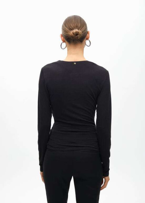 LOLA CASADEMUNT by Maite camiseta escote  frunzido negro - 4