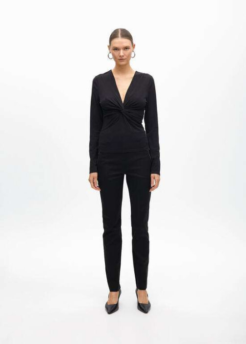 LOLA CASADEMUNT by Maite camiseta escote  frunzido negro - 5