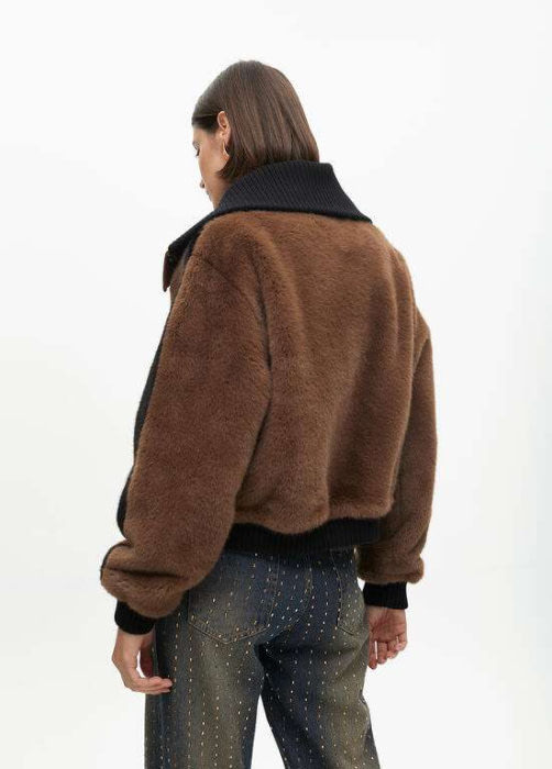 LOLA CASADEMUNT cazadora de pelo combinada marrón y negro - 5