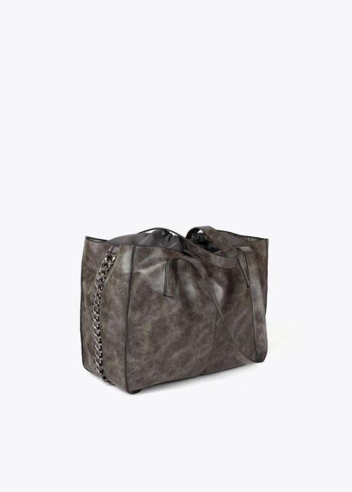 LOLA CASADEMUNT shopper piel desgastada gris - 4