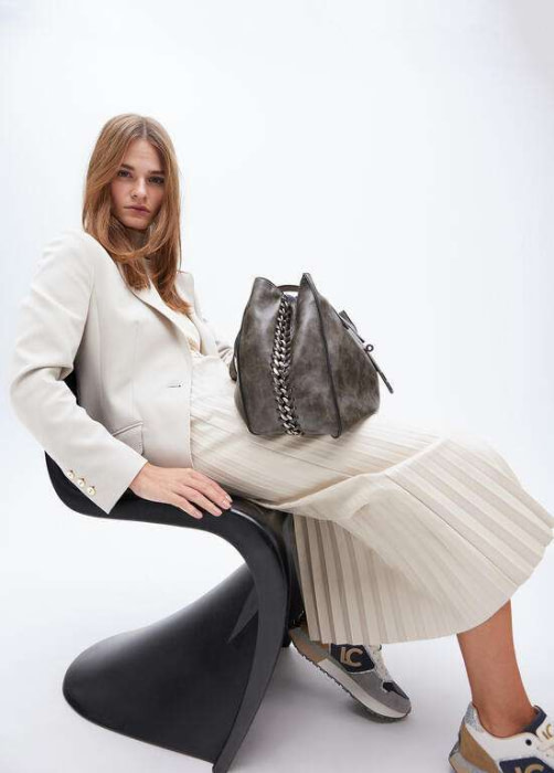 LOLA CASADEMUNT shopper piel desgastada gris - 8