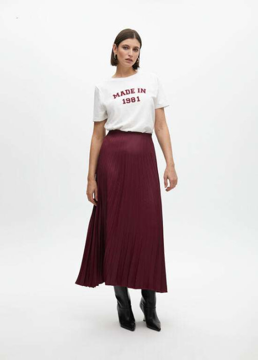 LOLA CASADEMUNT falda plisada burdeos - 4