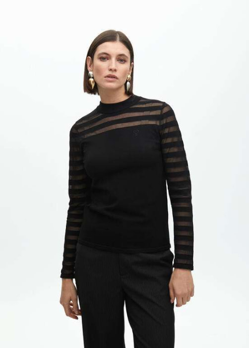LOLA CASADEMUNT jersey negro con transparencia