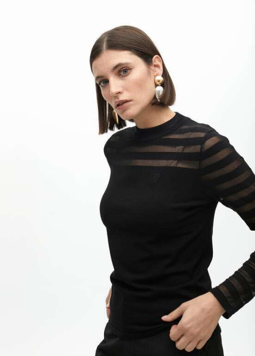 LOLA CASADEMUNT jersey negro con transparencia - 3