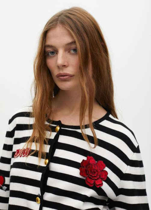 LOLA CASADEMUNT chaqueta punto en rayas negro y  blanco - 2