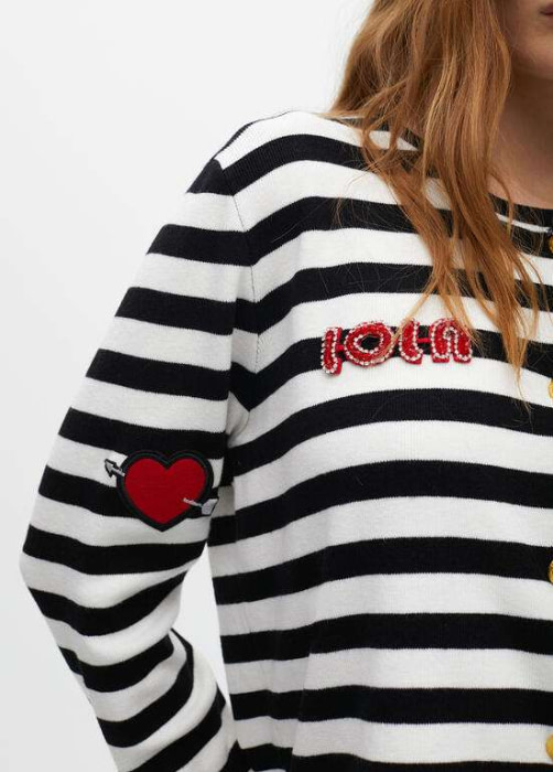 LOLA CASADEMUNT chaqueta punto en rayas negro y  blanco - 3
