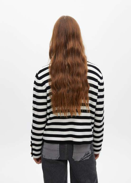 LOLA CASADEMUNT chaqueta punto en rayas negro y  blanco - 5