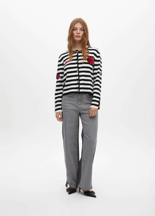 LOLA CASADEMUNT chaqueta punto en rayas negro y  blanco - 6