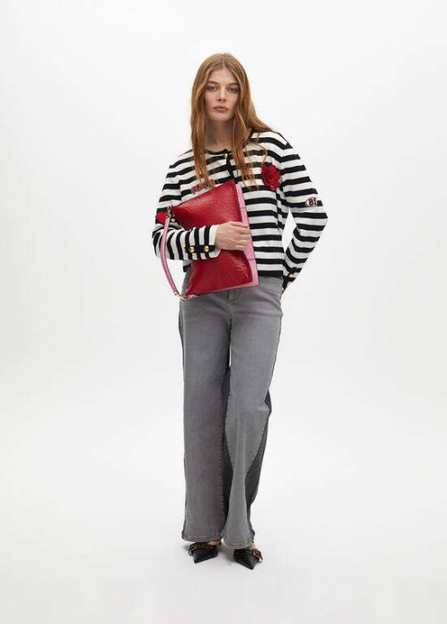 LOLA CASADEMUNT chaqueta punto en rayas negro y  blanco - 7
