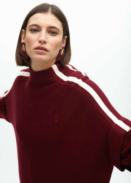LOLA CASADEMUNT jersey oversize burdeos con vivo  crudo - 2