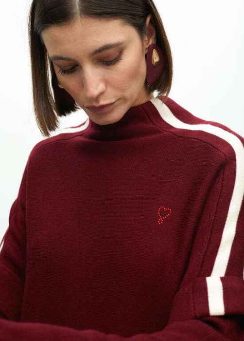 LOLA CASADEMUNT jersey oversize burdeos con vivo  crudo - 3