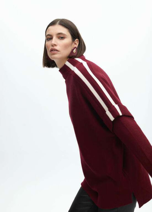 LOLA CASADEMUNT jersey oversize burdeos con vivo  crudo - 4